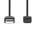 Miniatyrbild 3 av 4: Nedis USB-kabel | USB 2.0 | USB-A Hane | USB Micro-B Hane | 480 Mbps | Nickelplaterad | 3.00 m | Rund | PVC | Svart | Låda