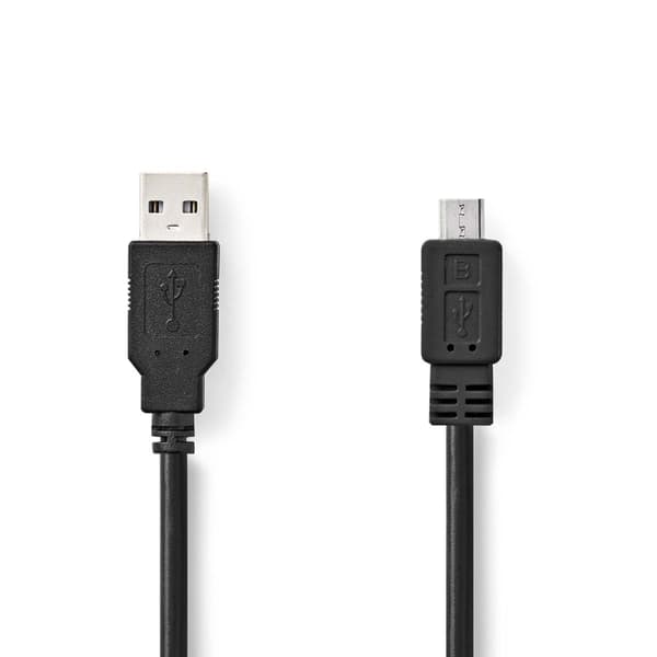 Nedis USB-kabel | USB 2.0 | USB-A Hane | USB Micro-B Hane | 480 Mbps | Nickelplaterad | 3.00 m | Rund | PVC | Svart | Låda