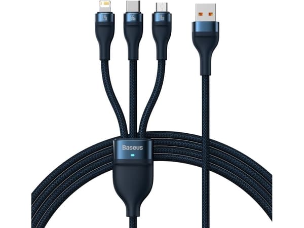 Baseus SUP0003353 USB cable 1.2 m USB 3.2 Gen 1 (3.1 Gen 1) USB A USB C/Micro USB-A/Lightning Blue