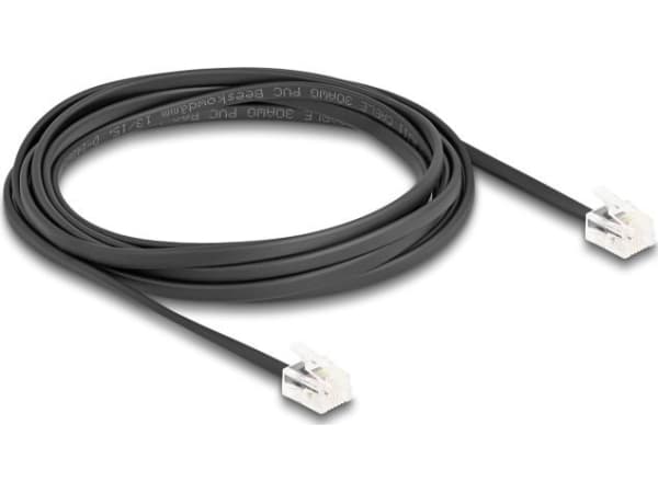 Delock - Telefonkabel - RJ-11 (hann) til RJ-11 (hann) - 2 m - flat - svart