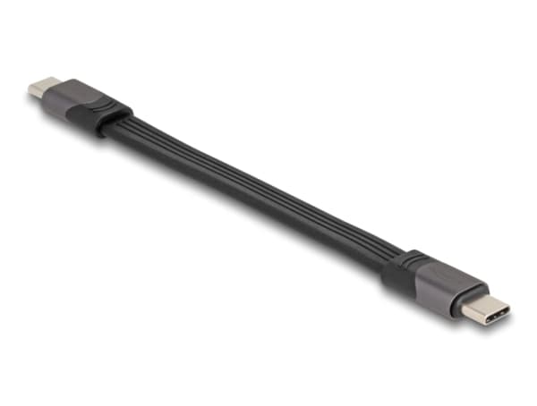 Delock - USB-kabel - 24 pin USB-C (hane) till 24 pin USB-C (hane) - USB 2.0 / USB 3.2 / USB4 / Thunderbolt 3 - 20 V - 5 A - 15 cm - platt ribbon, upp