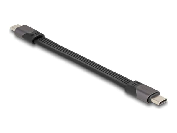 Delock - USB-kabel - 24 pin USB-C (hane) till 24 pin USB-C (hane) - USB 2.0 / USB 3.2 / USB4 / Thunderbolt 3 - 20 V - 5 A - 15 cm - platt ribbon, upp