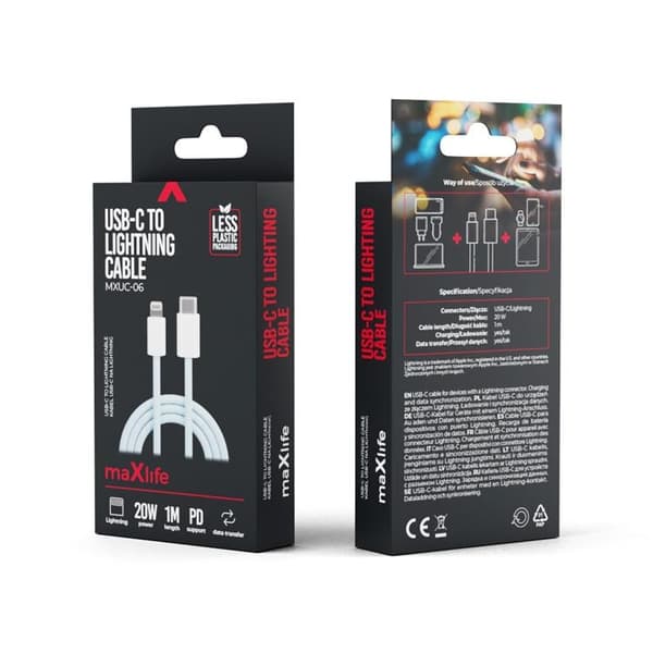 Maxlife USB-C till Lightning kabel 1m 20W MXUC-06 - Blå