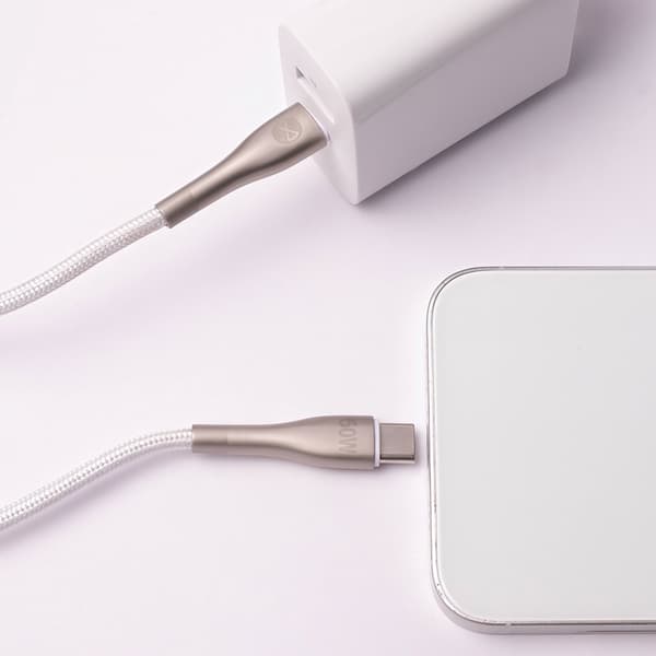 Forever Sleek USB-C till USB-C kabel 1m 60W - Vit