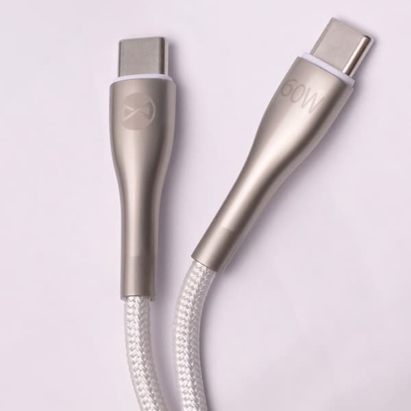 Forever Sleek USB-C till USB-C kabel 1m 60W - Vit