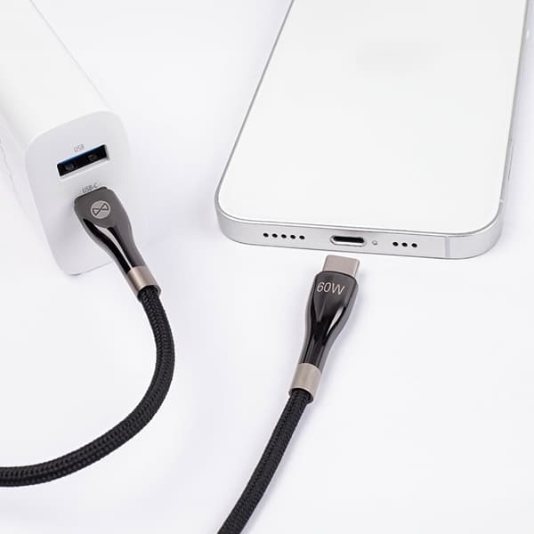 Forever Sleek USB-C till USB-C kabel 1m 60W - Svart