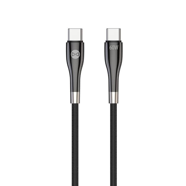 Forever Sleek USB-C till USB-C kabel 1m 60W - Svart