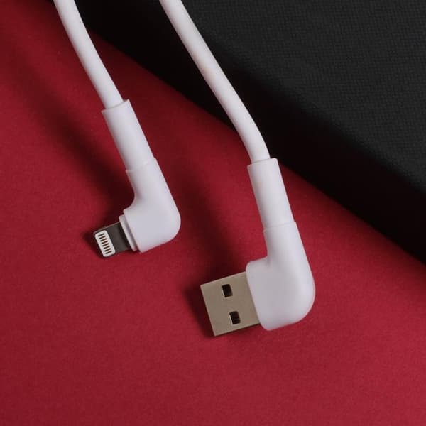 Maxlife Vinklad USB-A till Lightning kabel 1m 2.4A MXUC-09 - Vit