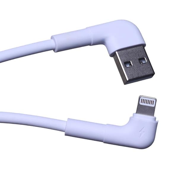 Maxlife Vinklad USB-A till Lightning kabel 1m 2.4A MXUC-09 - Vit
