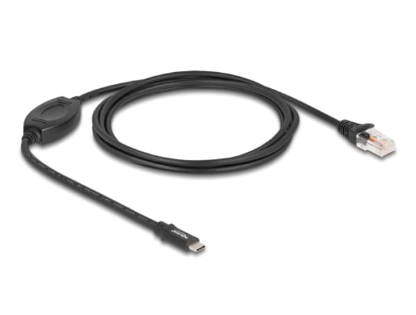 Delock - Seriell RS-232-adapter - 24 pin USB-C (hane) till RJ-45 (hane) - 1.8 m - USB / USB 2.0 / EIA-232 - svart