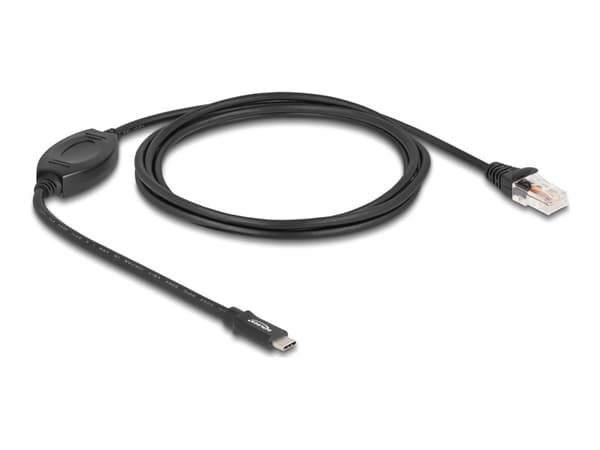 Delock - Seriell RS-232-adapter - 24 pin USB-C (hane) till RJ-45 (hane) - 1.8 m - USB / USB 2.0 / EIA-232 - svart