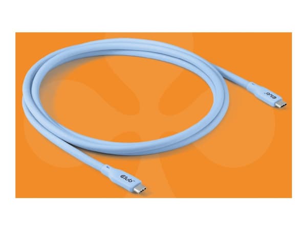 Club 3D - USB-kabel - 24 pin USB-C (hane) till 24 pin USB-C (hane) - USB4 - 48 V - 5 A - 2 m - blå