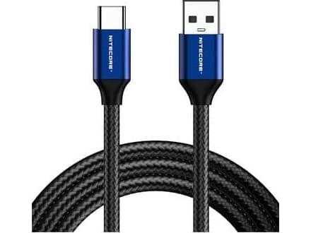 Nitecore USB-A - USB-C 1 m USB-kaapeli Musta (1323469)