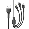 Miniatyrbild 1 av 3: 3i1 snabb USB till Lightning + USB-C + microUSB-kabel, 1,0m 2,4A