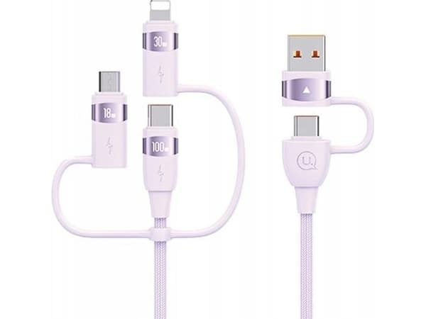 Kabel USB Usams USB-A - 2x USB-C + Lightning + microUSB 2 m Czarny