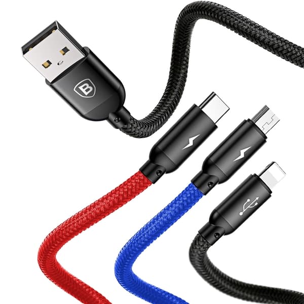 Baseus 3in1 USB-A till USB-C, Lightning, microUSB kabel 3.5A 0.3m