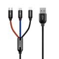 Miniatyrbild 1 av 8: Baseus 3in1 USB-A till USB-C, Lightning, microUSB kabel 3.5A 0.3m