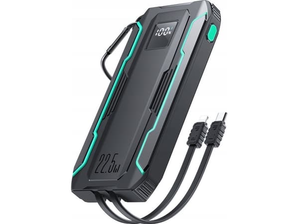 Powerbank Joyroom Powerbank Joyroom JR-L017 10000mAh 22,5W med innebygd USB-C, Lightning-kabler svart