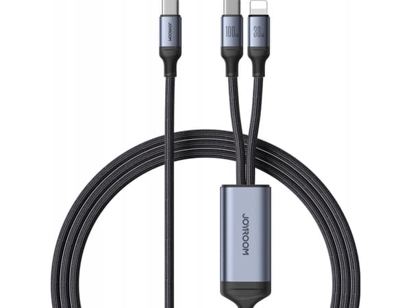 Kabel USB Joyroom USB-C - USB-C + Lightning 1.5 m Czarny (JYR886)