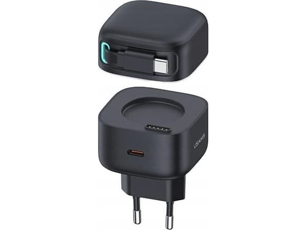 Usams-lader USAMS US-CC202 USB-C-nettlader + USB-C PD QC-kabel 35W svart/svart