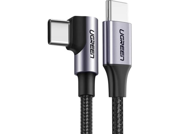 USB-C till USB-C-kabel Ugreen US255, 3m, 60W, vinklad (svart)