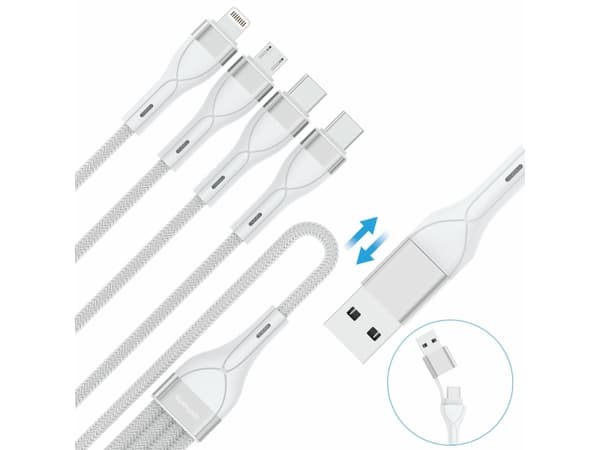 4smarts 541024, 1,2 m, USB A/USB C, USB C/Micro USB-A/Lightning, Vit