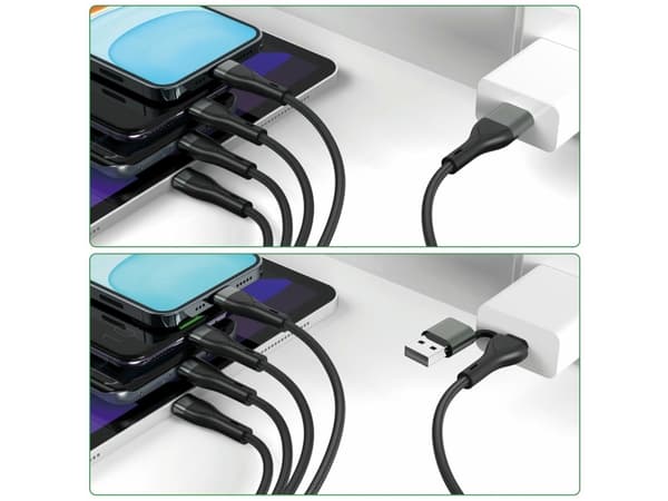 4smarts 541023, 1.2 m, USB A/USB C, USB C/Micro USB-A/Lightning, Black