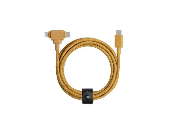 Native Union Belt Cable Duo, 1,5 m, USB C, USB C/Lightning, Gul