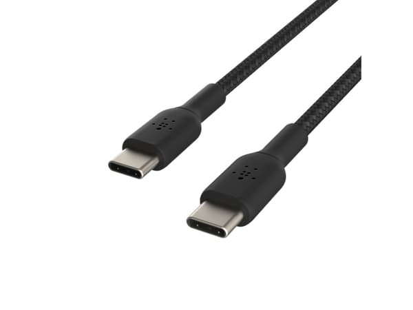 Belkin BoostCharge - USB-kabel - 24 pin USB-C (hann) til 24 pin USB-C (hann) - USB 2.0 - 20 V - 3 A - 15 cm - USB Power Delivery (60W), flettet kabel