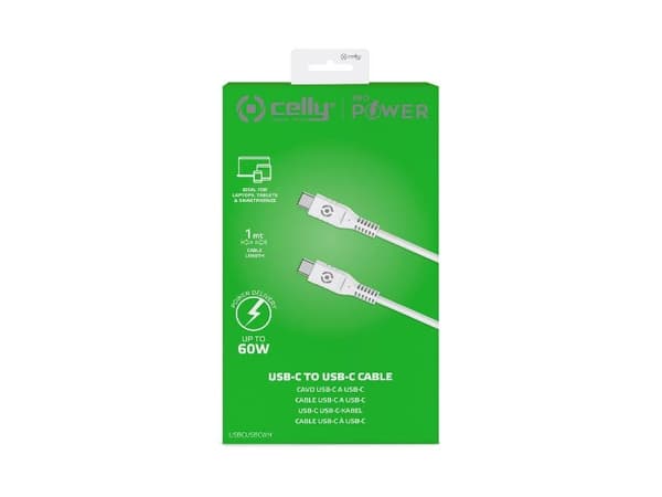 Celly USBCUSBCWH, 1 m, USB C, USB C, Hvid