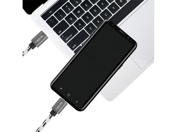 LogiLink CU0200, USB C, USB C, USB 2.0, 0,48 Gbit/s, musta, valkoinen