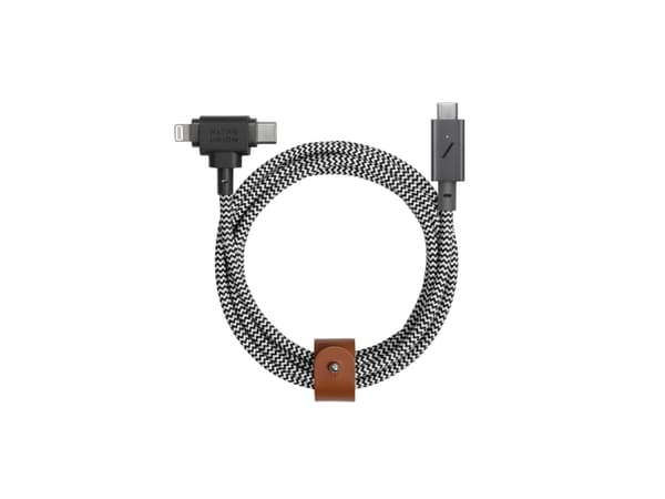 Native Union Belt Duo Pro, Svart, Vit, USB C, USB C/Lightning, 1,5 m, Hankoppling, Hankoppling