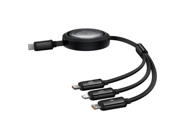 Baseus Free2Draw, 1,1 m, USB C, USB C/Micro-USB B/Lightning, 0,48 Gbit/s, Sort