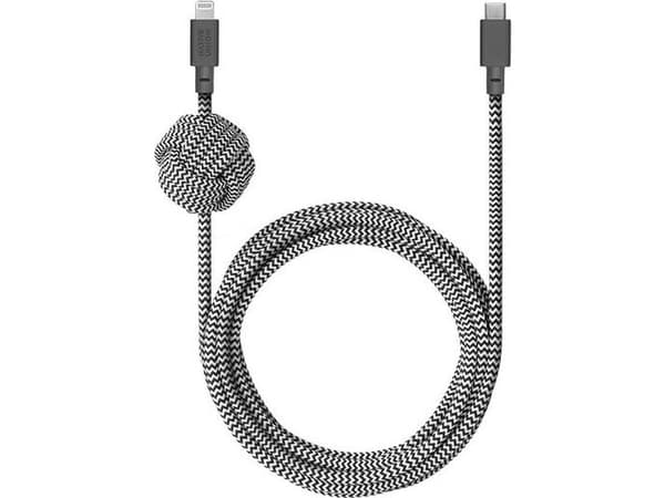 Native Union NCABLE-KV-CL-ZEB, 3 m, Lightning, USB A, Hankjønn, Hankjønn, Sort, Hvit