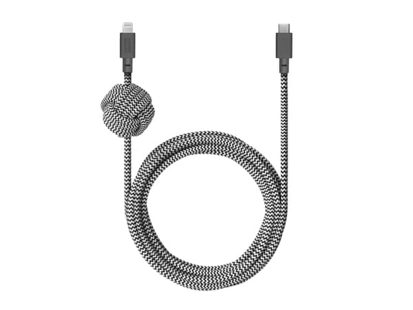 Native Union NCABLE-KV-CL-ZEB, 3 m, Lightning, USB A, Hankjønn, Hankjønn, Sort, Hvit