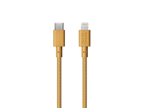 Native Union Night, 3 m, Lightning, USB A, Hankoppling, Hankoppling, Gul