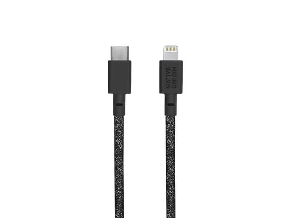Native Union Night Cable, 3 m, Lightning, USB C, Uros, Uros, Musta, Harmaa