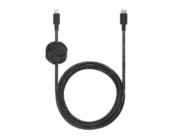 Native Union Night Cable, 3 m, Lightning, USB C, Uros, Uros, Musta, Harmaa