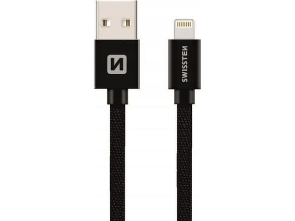 Swissten 71523101, 0,2 m, USB A, Lightning, Hankjønn, Hankjønn, Sort