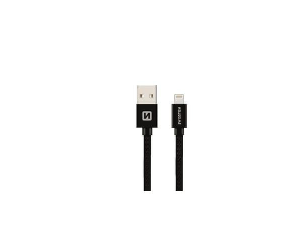 Swissten 71523101, 0,2 m, USB A, Lightning, Hankjønn, Hankjønn, Sort