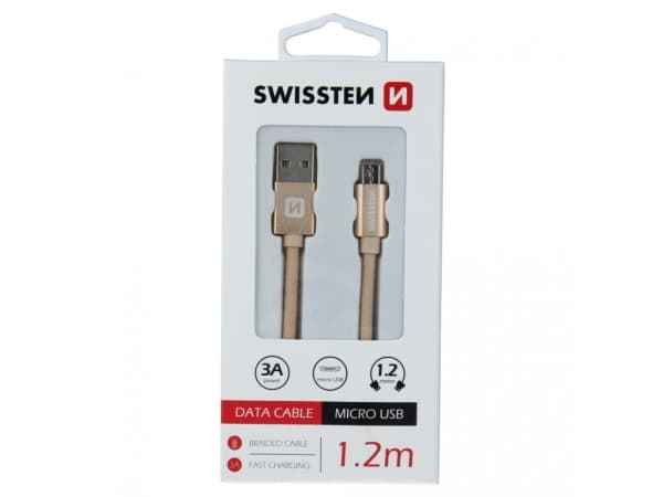 Kabel USB Swissten USB-A - micro-B 1,2 m Złoty (71521204)
