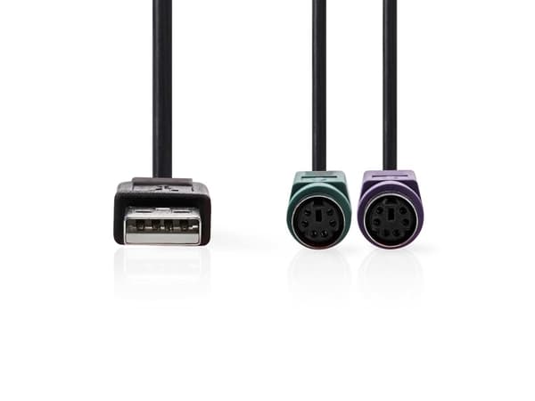Nedis CCGB60830BK03, 0,3 m, USB A, 5-p DIN, Hankontakt, Honkontakt, Svart