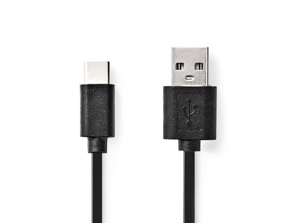 Nedis CCGL60600BK30, 3 m, USB A, USB C, USB 2.0, 0,48 Gbit/sek., Sort