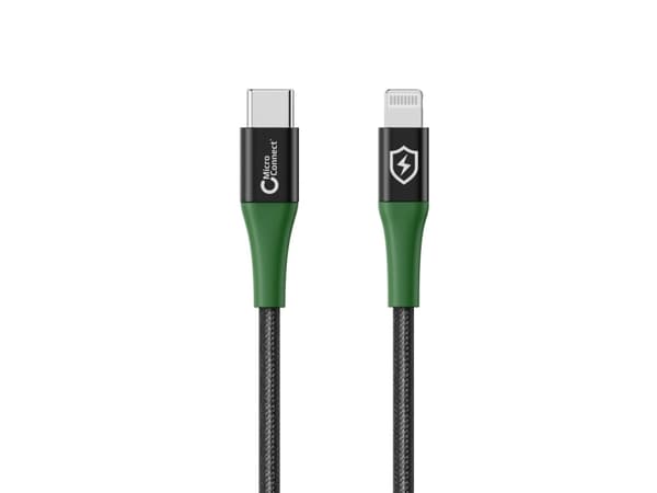 MicroConnect - Lightning-kabel - 24 pin USB-C hann til Lightning hann - 2 m - svart, grønn - Smart Charge