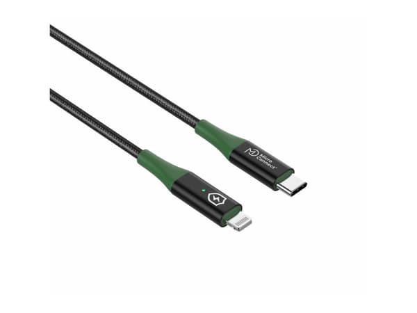MicroConnect - Lightning-kabel - 24 pin USB-C hann til Lightning hann - 2 m - svart, grønn - Smart Charge