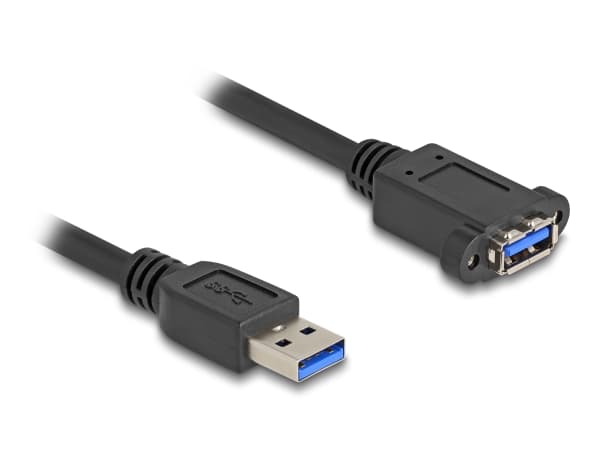 Delock - USB-förlängningskabel - USB typ A (hane) till USB typ A (hona) kan monteras på panel - 1 m - upp till 5 Gbps dataöverföringshastighet - svar