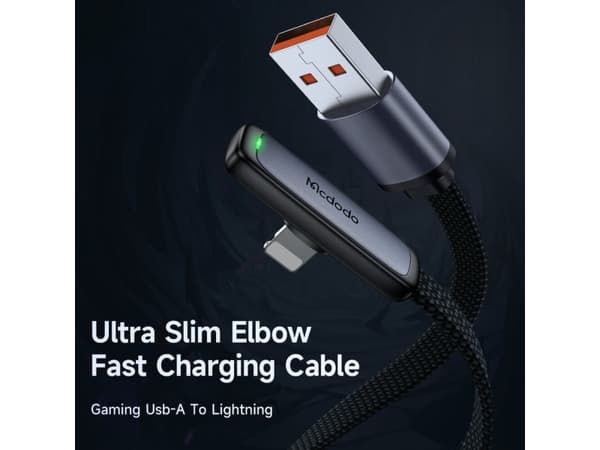 Mcdodo USB-kabel Mcdodo CA-2791 vinklet USB til lightning-kabel, 1,8 m (svart)