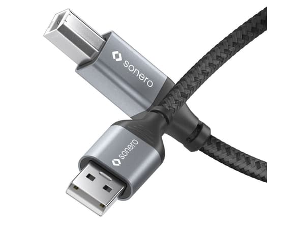 sonero USB 2.0 kaapeli - A/B -Alumiini - avaruusharmaa/schwarz - 2.00m