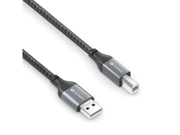 sonero USB 2.0 kaapeli - A/B -Alumiini - avaruusharmaa/schwarz - 2.00m