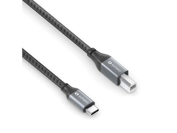sonero SPC-U020-010, 1 m, USB C, USB B, USB 2.0, 0,48 Gbit/s, Svart, Grå